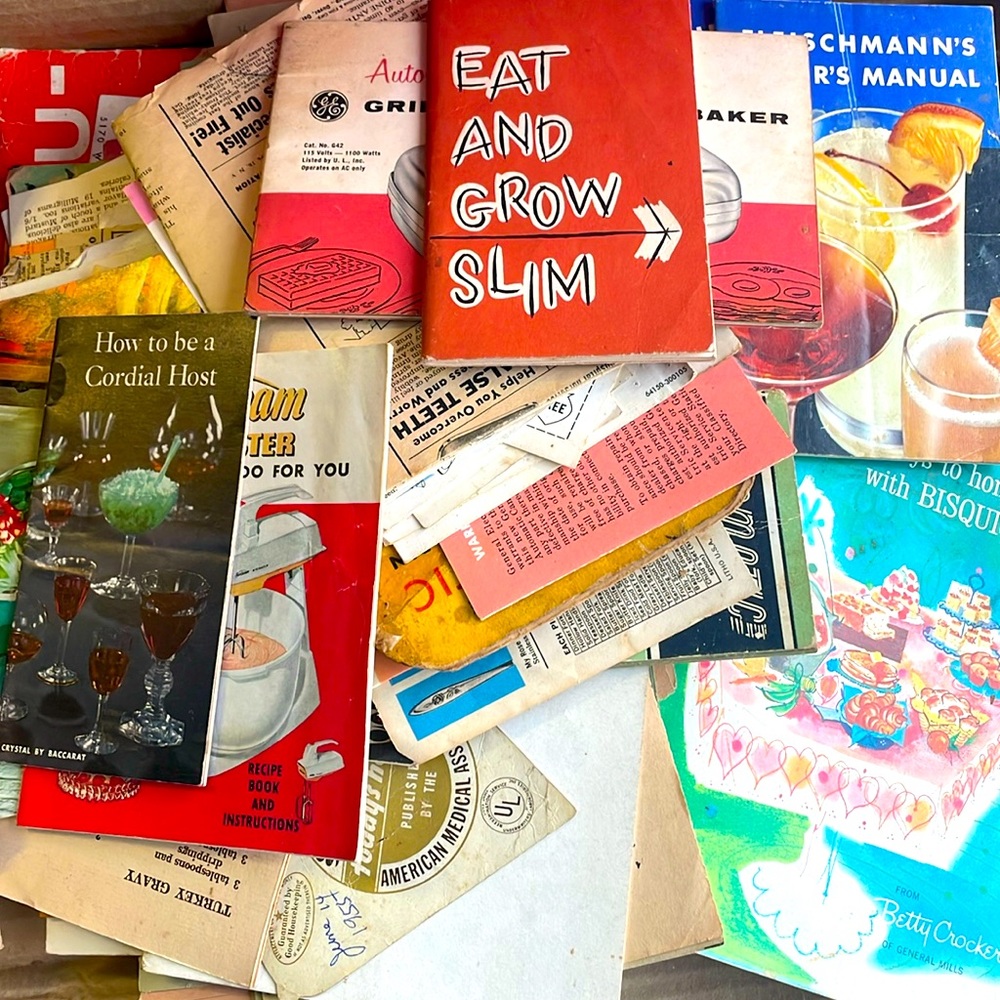 Vtg Recipe booklets 50s & 60s collection. Treasure trove. Includes kitchen items